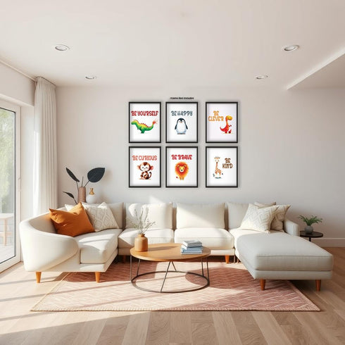 Posterizer 6 pcs-Positive Sayings From Cute Animals-Kids Room Art-Motivational & Inspirational Art-Gift for Daughter, Son, Kids-Decor for nursery ...